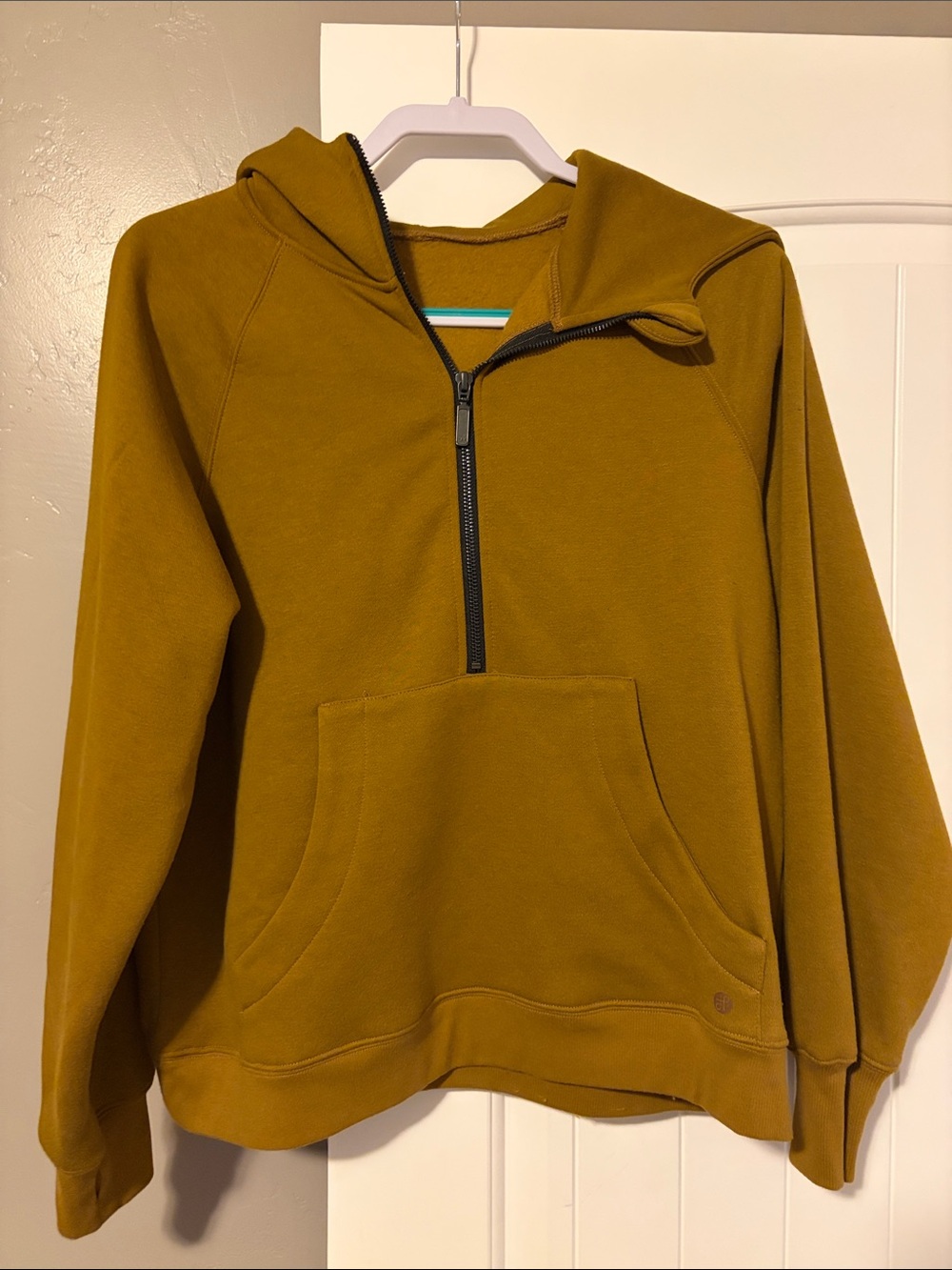 DownEast Mustard Half-Zip Hooded Pullover